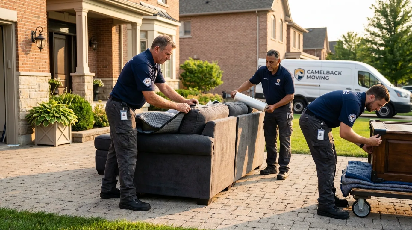 Large estate moving crew wrapping furniture in La Cygne, KS